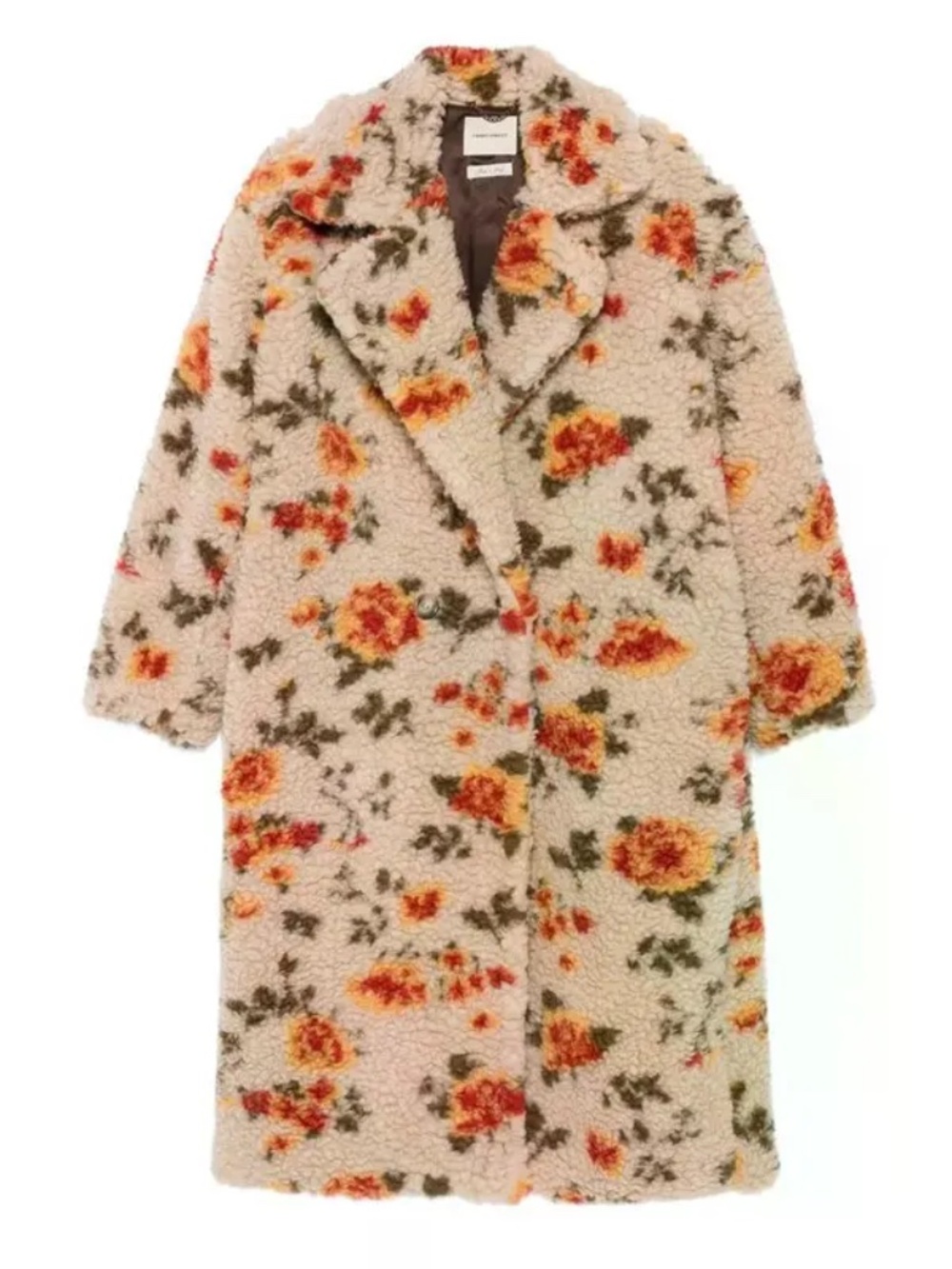 Front Street Single-Breasted Beige Floral Coat Size M NWOT